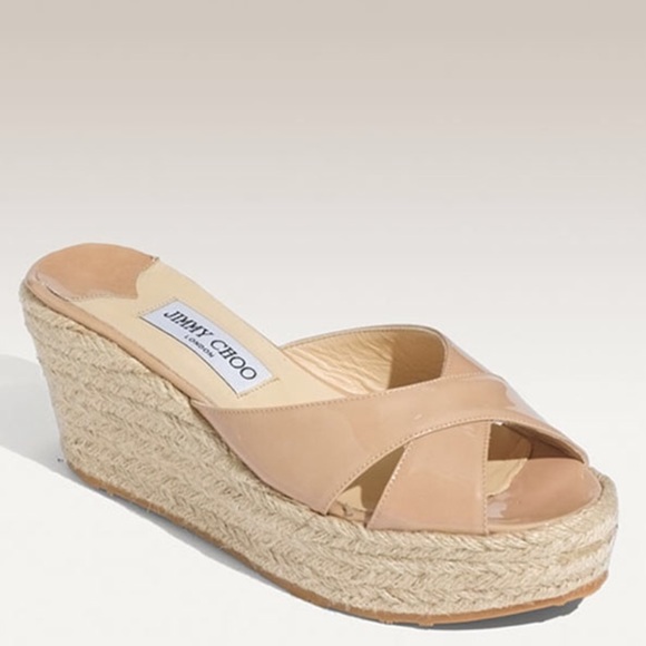 Jimmy Choo Shoes - Jimmy Choo espadrille patent nude slides